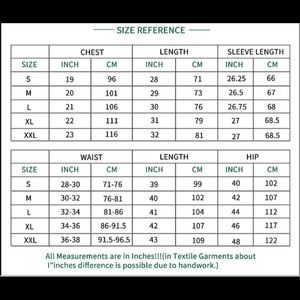 Size Guide for Cozy Sweatshirts and Sweat Pants